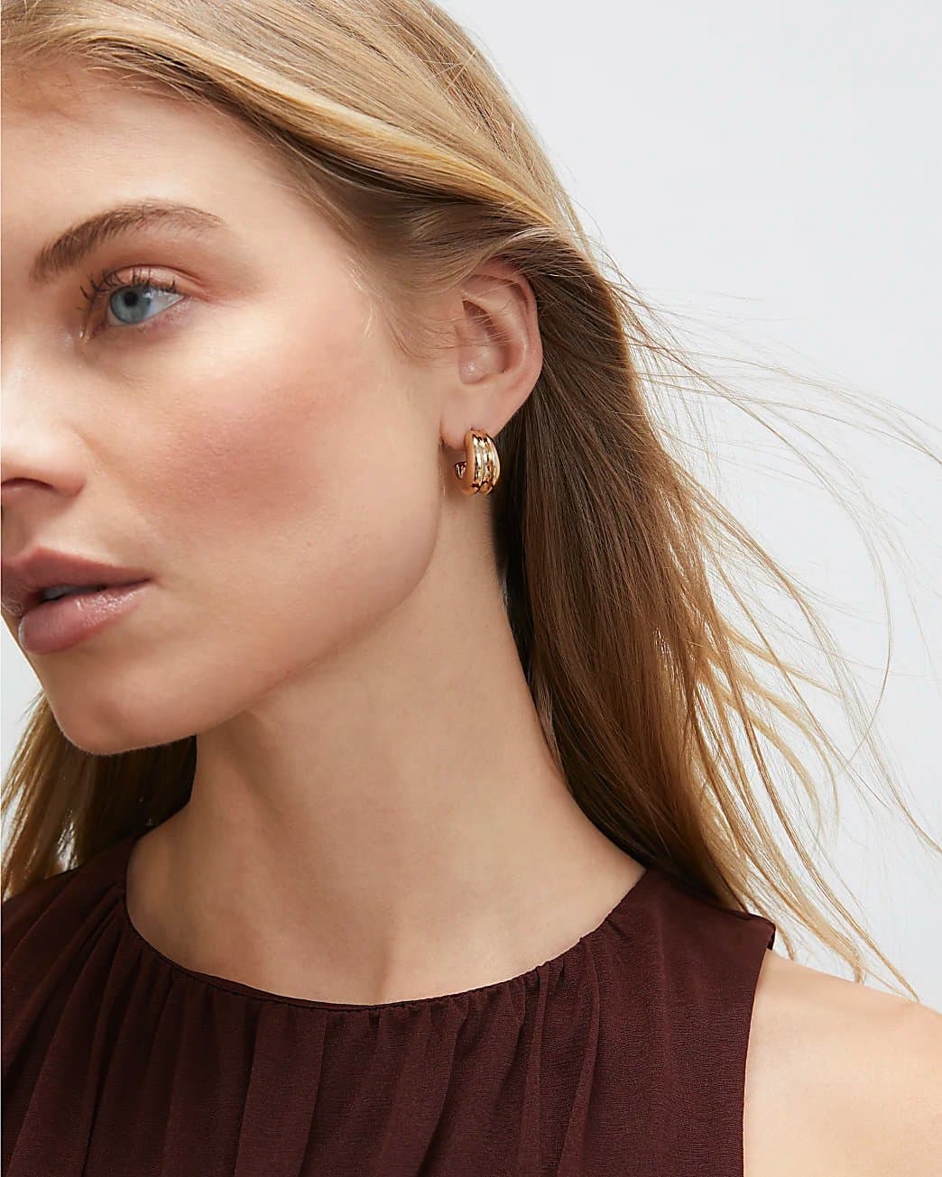 River Island River Island Womens Gold Mini Textured Hoop Earrings
