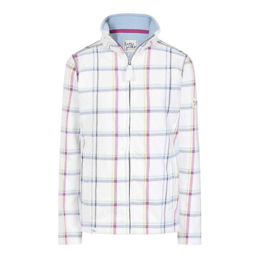 Lazy Jacks Lazy Jacks Women's Checked Full Zip Sweatshirt in White