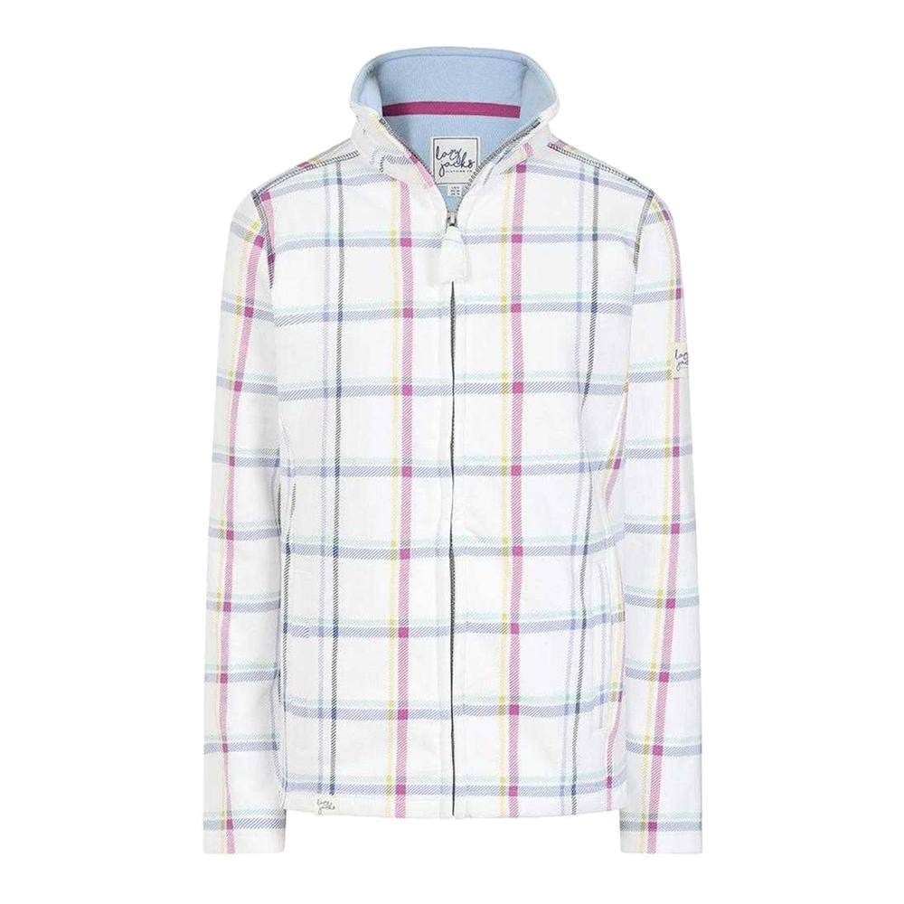 Lazy Jacks Lazy Jacks Women's Checked Full Zip Sweatshirt in White - 4