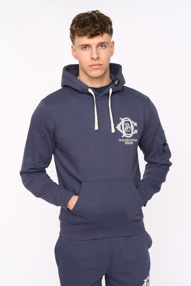 Duck&Cover Duck&Cover Men's Randolph Functional Hooded Sweatshirt with Pocket in Navy - 3