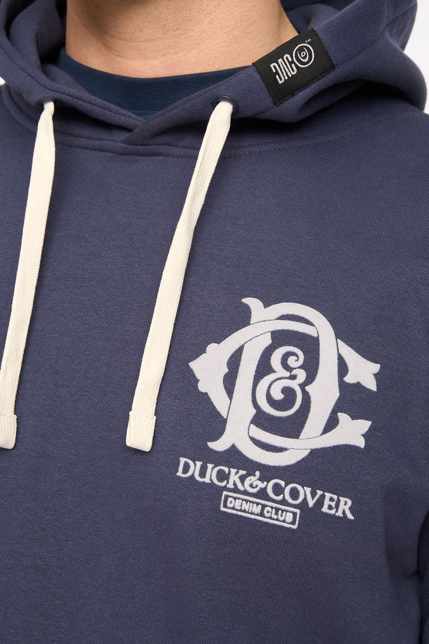 Duck&Cover Duck&Cover Men's Randolph Functional Hooded Sweatshirt with Pocket in Navy - 4