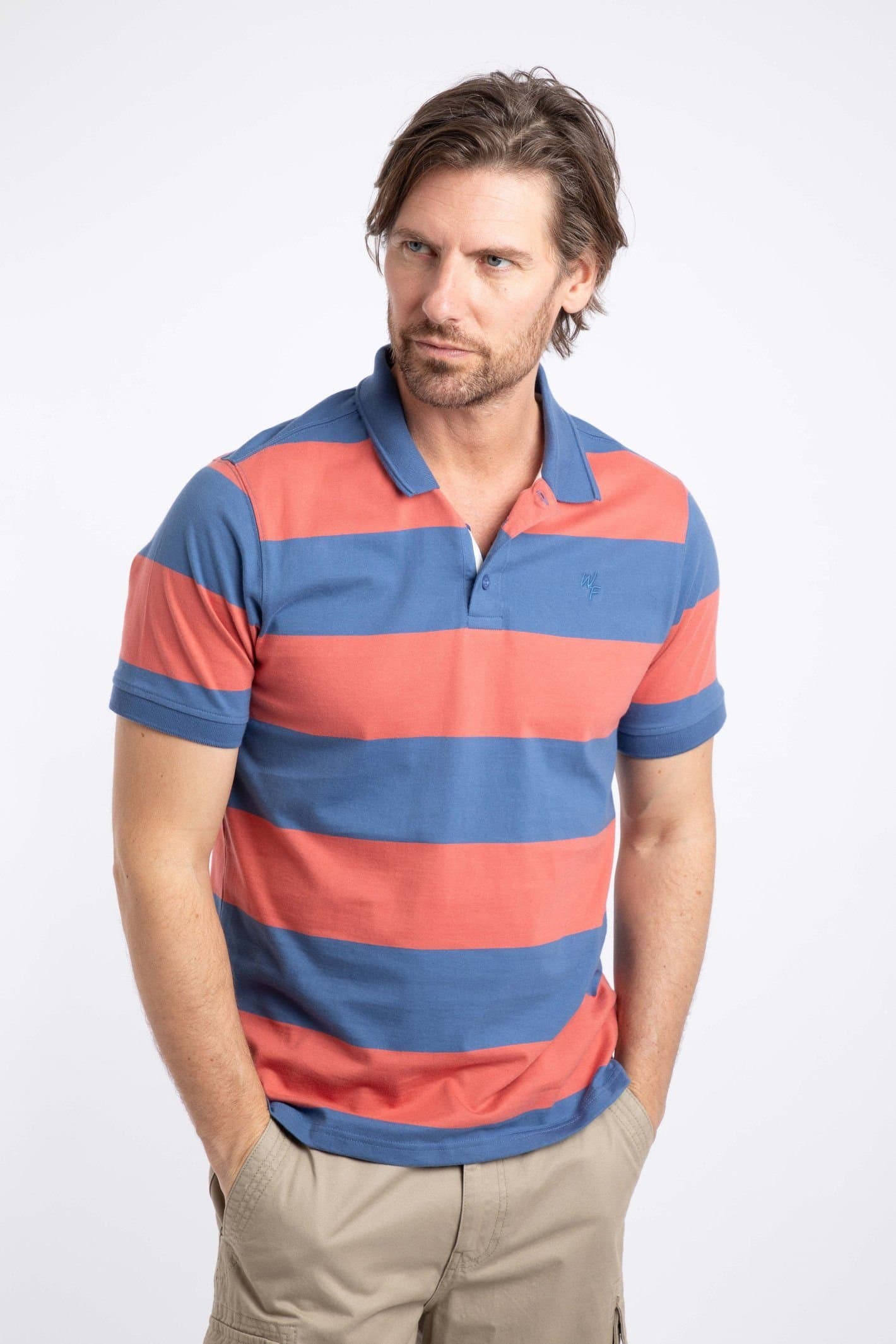 Weird Fish Weird Fish Men's Ronald Cotton Striped Polo Shirt in Light Red