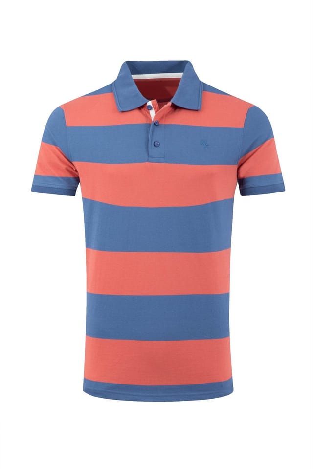 Weird Fish Weird Fish Men's Ronald Cotton Striped Polo Shirt in Light Red - 2