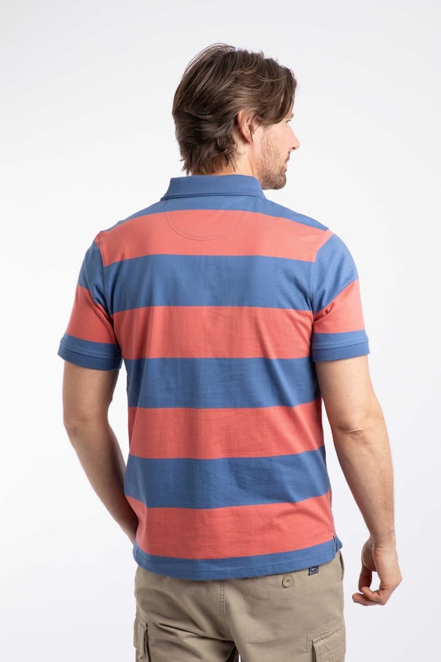 Weird Fish Weird Fish Men's Ronald Cotton Striped Polo Shirt in Light Red - 3