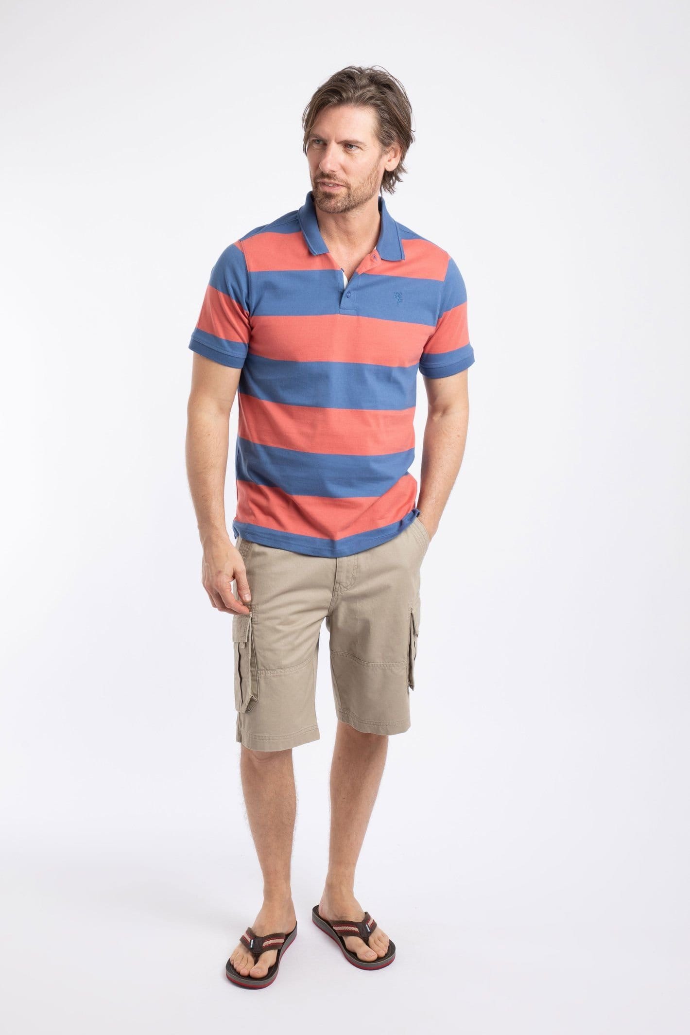 Weird Fish Weird Fish Men's Ronald Cotton Striped Polo Shirt in Light Red - 4