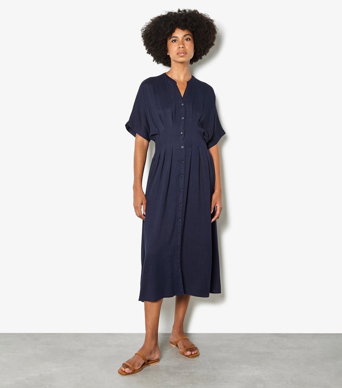 Apricot Women's Navy Pleated Shirt Dress Apricot New Look