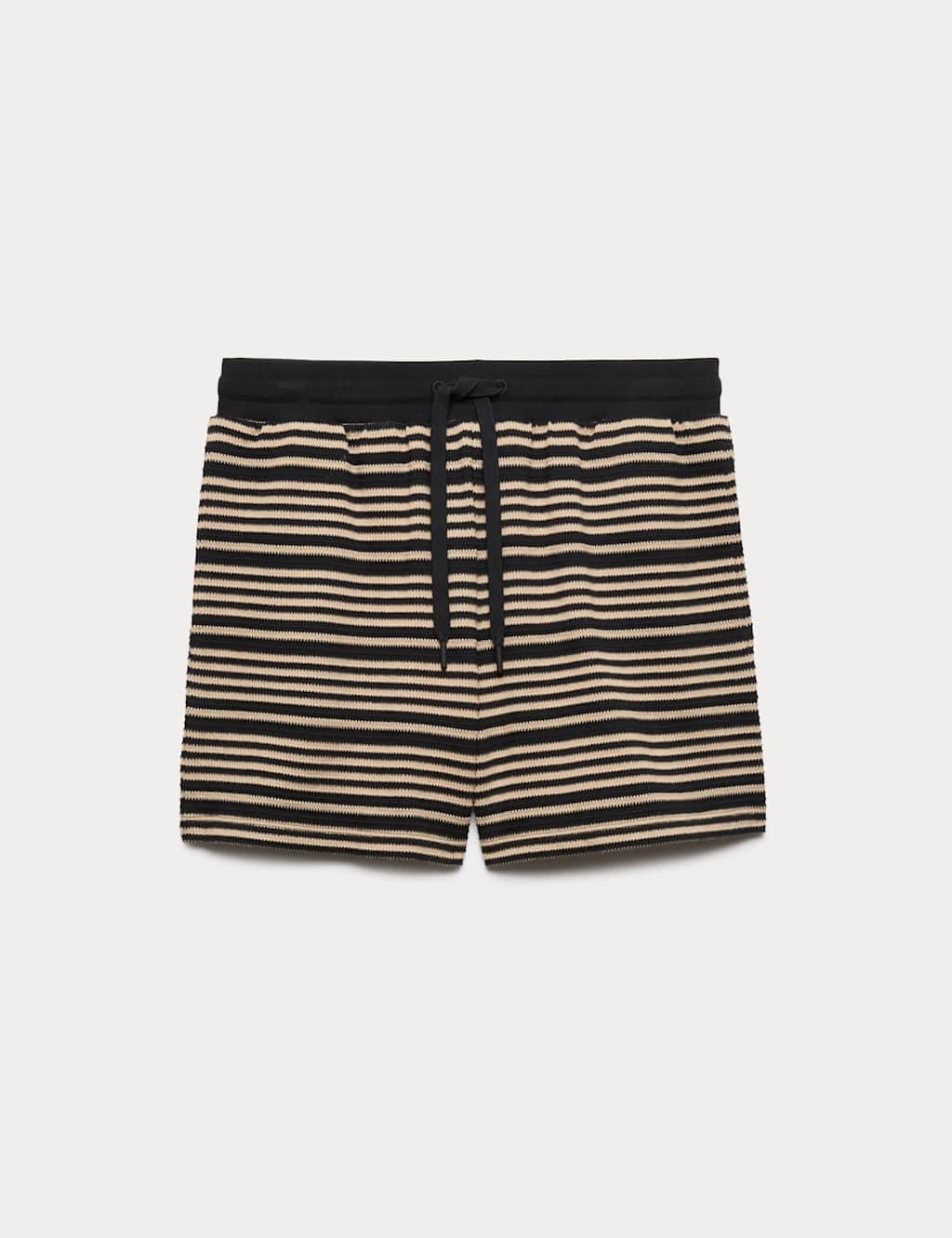 Marks & Spencer M&S Cotton Rich Variegated Stripe Shorts Black - 1