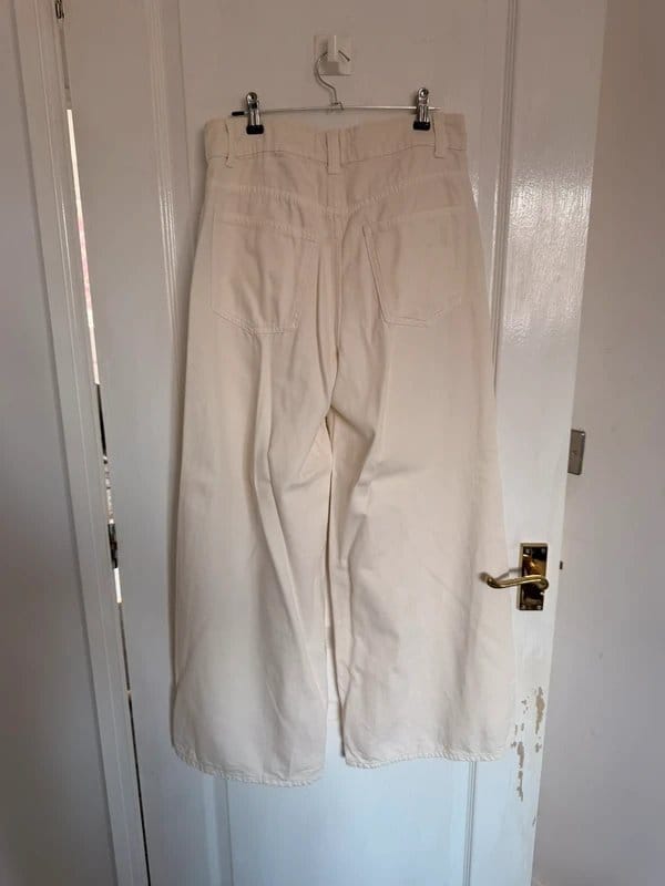 ASOS Cream Wide Leg Jeans