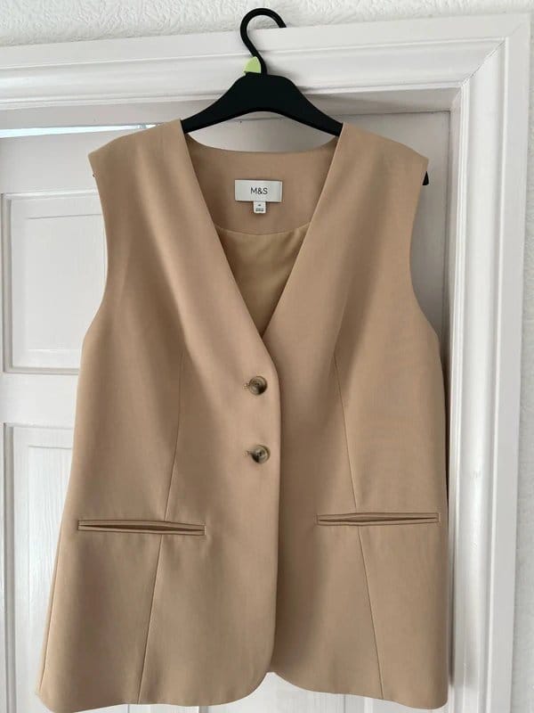 Marks & Spencer Beige Tailored Waistcoat Size 14