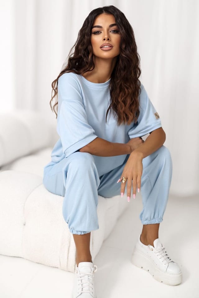 Love Lace Love Lace Women's Paris Style Viscose Elastane Tracksuit Set in Blue - 2