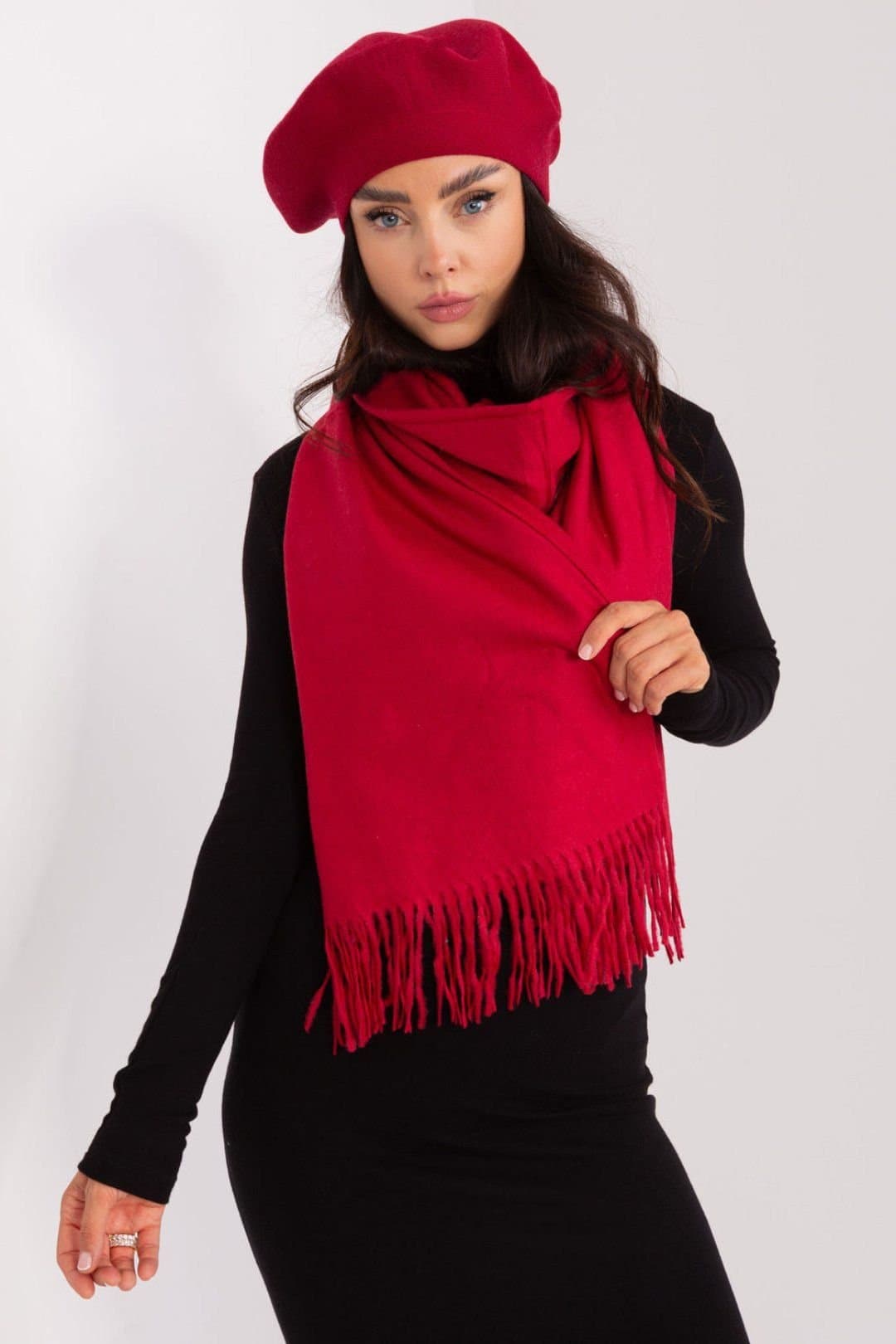 Love Lace Love Lace Red Long Winter Scarf with Tassels