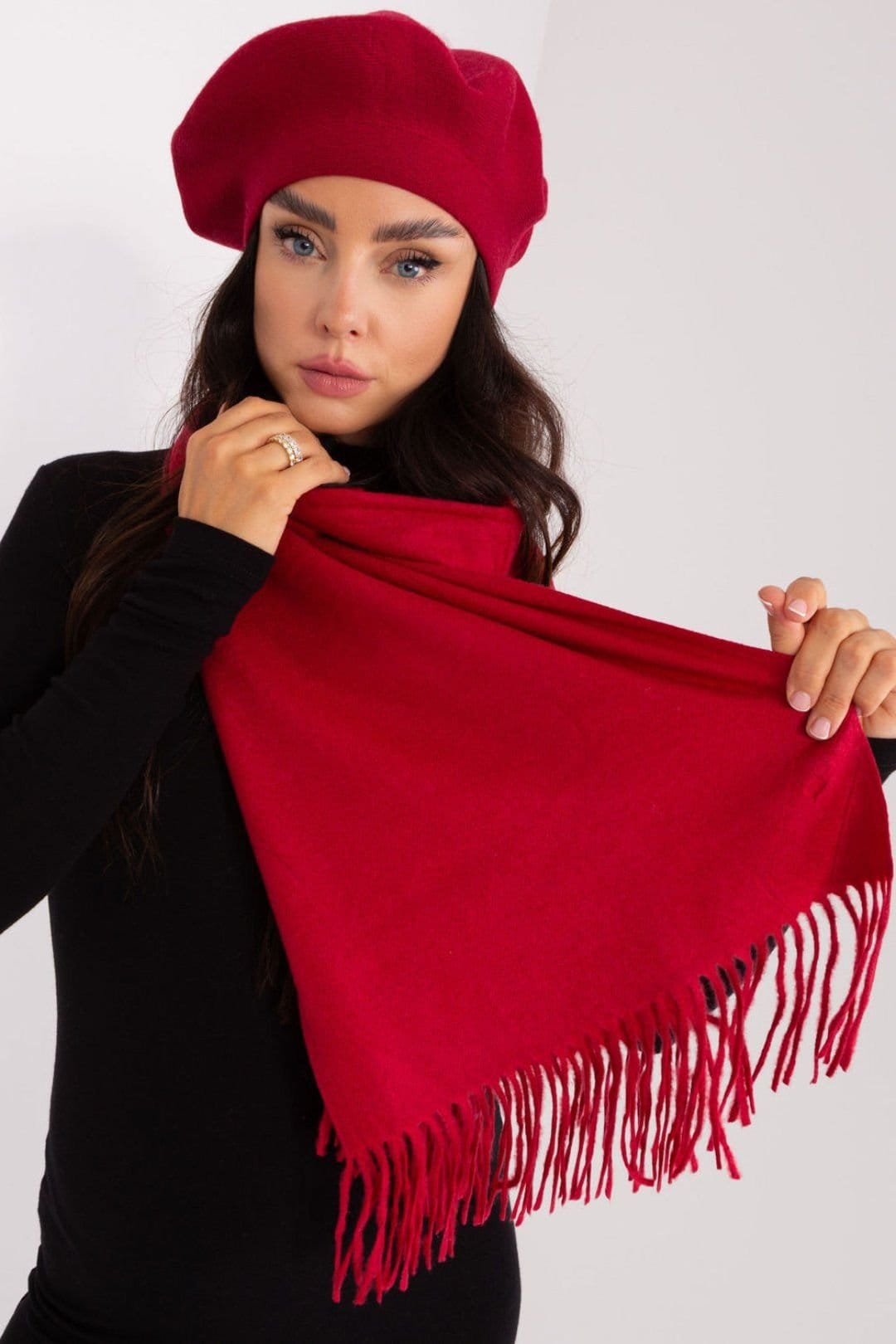 Love Lace Love Lace Women's Warm Long Winter Scarf with Decorative Tassels for Cold in Red - 4