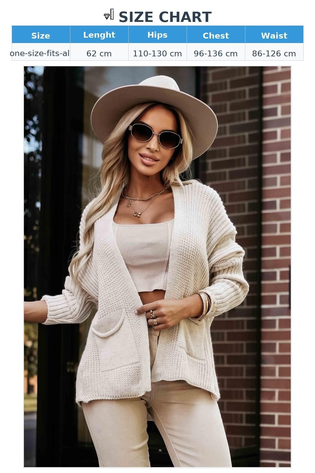 Love Lace Love Lace Women's Beige Knit Ribbed Cardigan With Pockets - 4