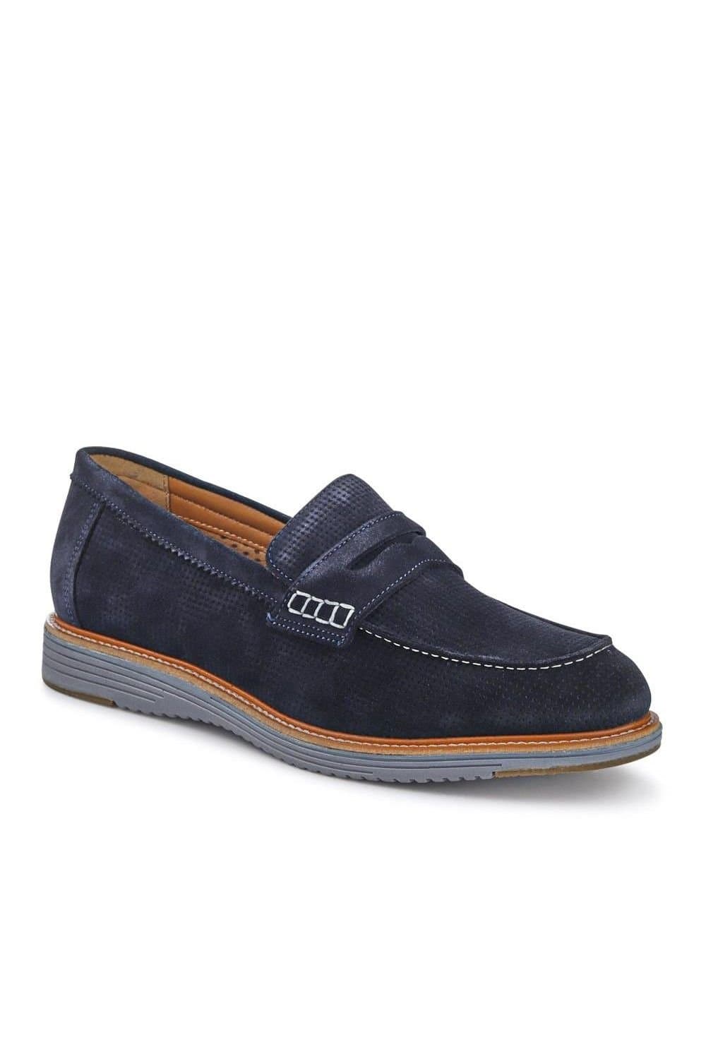 Pavers Pavers Men's Leather Slip-On Casual Shoes in Navy
