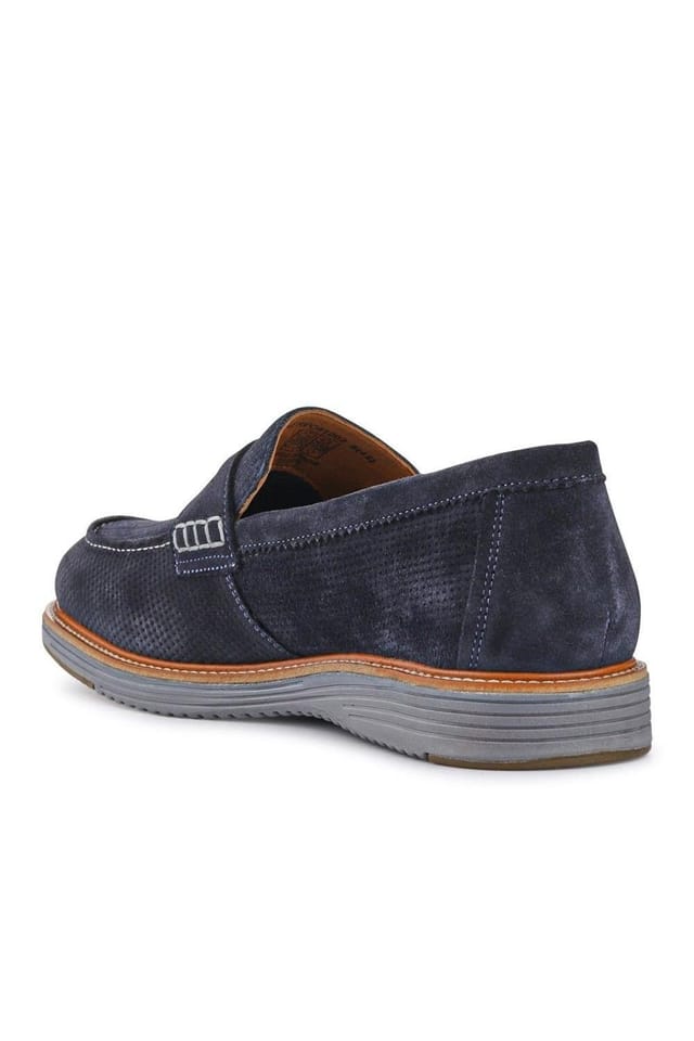 Pavers Pavers Men's Leather Slip-On Casual Shoes in Navy - 3