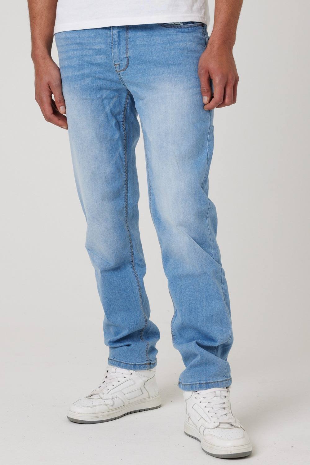 BCouture BCouture Men's Straight Fit Stretch Denim Jeans in Light Blue - 3