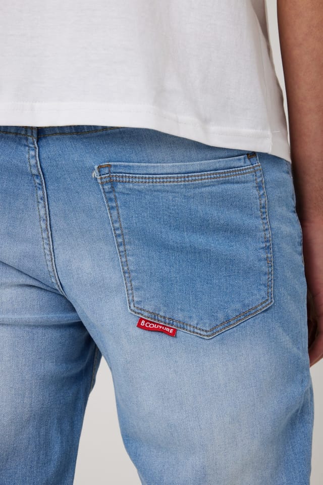 BCouture BCouture Men's Straight Fit Stretch Denim Jeans in Light Blue - 3