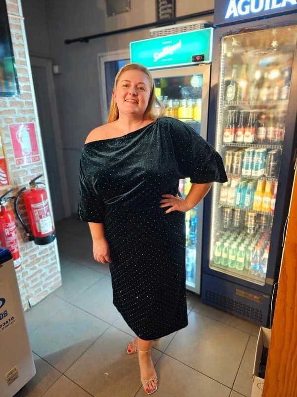 Never Fully Dressed Stunning dark green velvet off shoulder dress