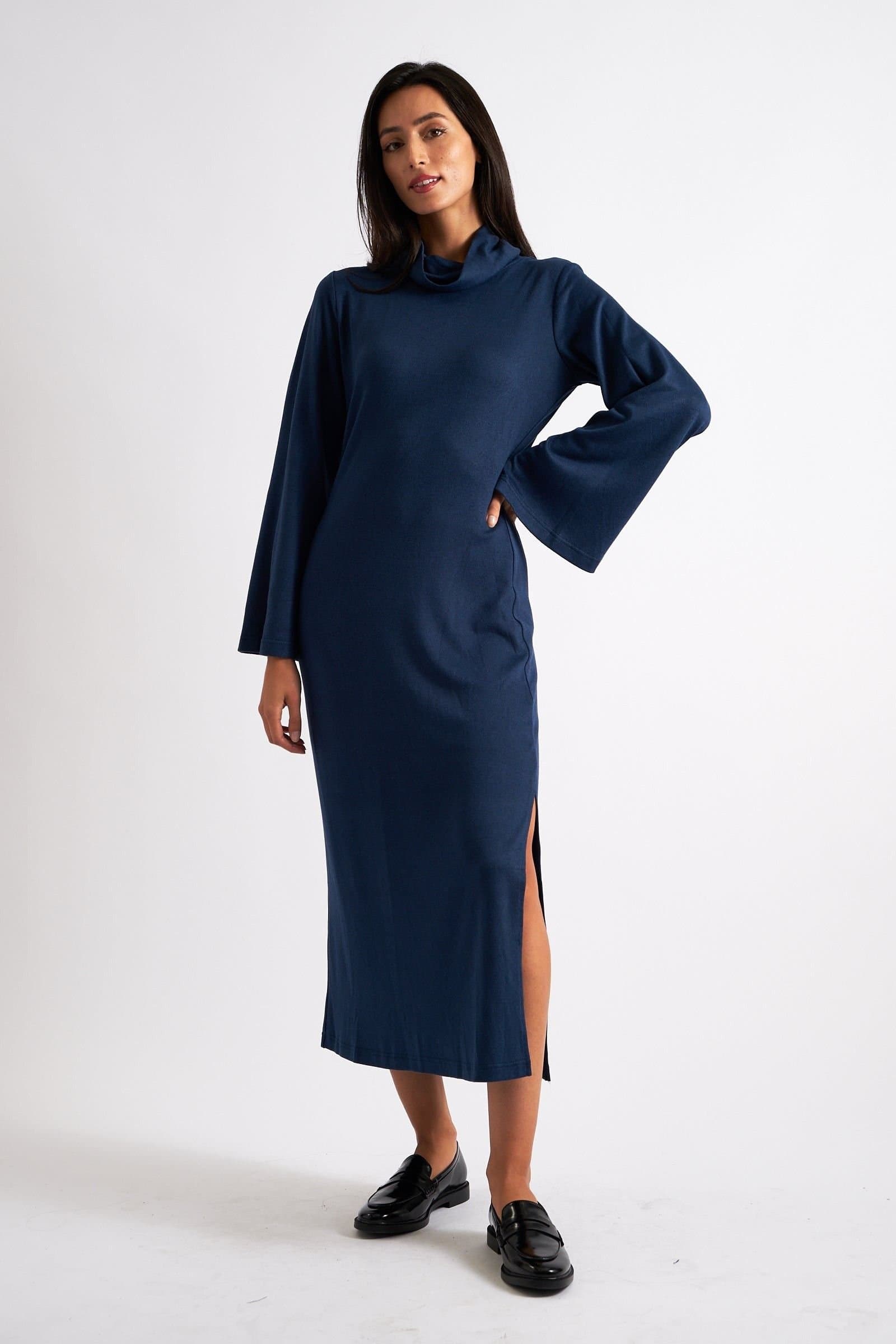 Louche Louche Women's Gigi Brushed Marl Jersey Midi Dress - Navy in Blue