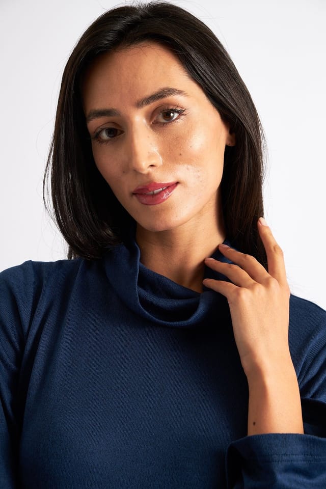Louche Louche Women's Gigi Brushed Marl Jersey Midi Dress - Navy in Blue - 3
