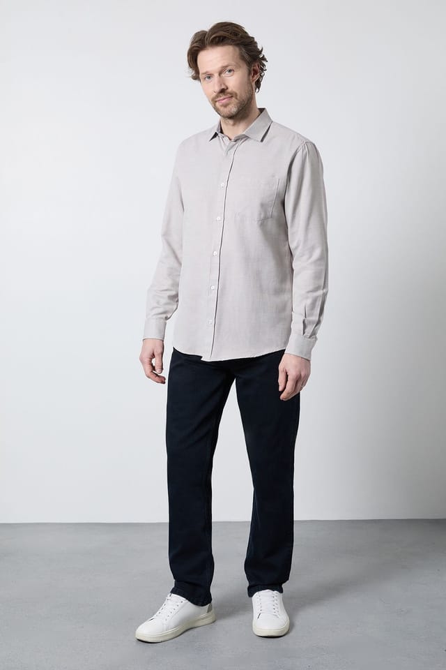Maine Maine Men's Neutral Textured Smart Long Sleeve Shirt - 2