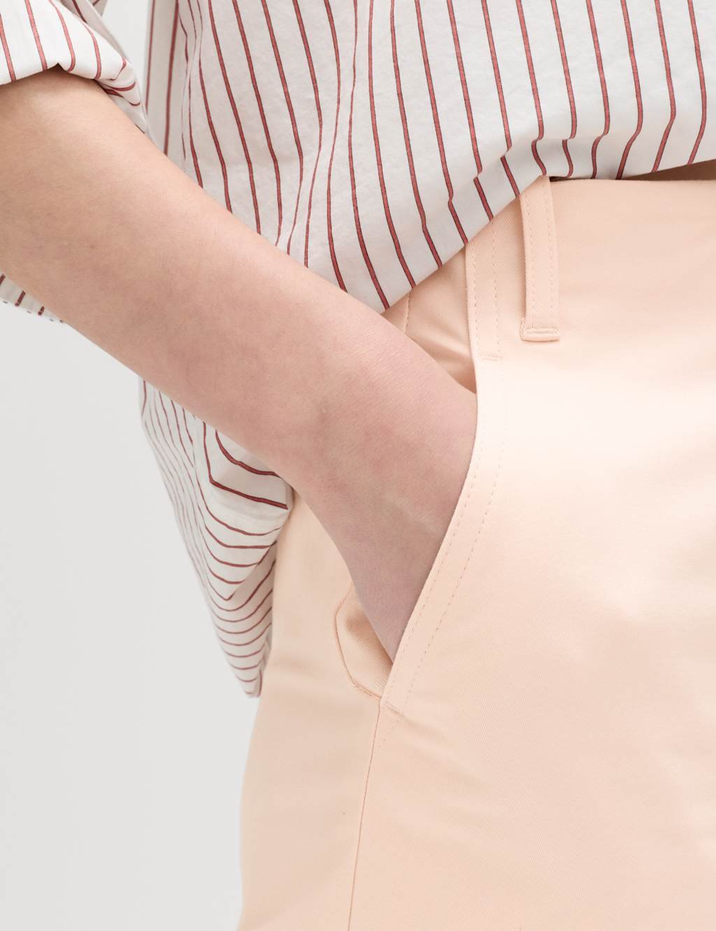 Marks & Spencer M&S Cotton Rich Straight Leg Trousers Pale Blush - 3