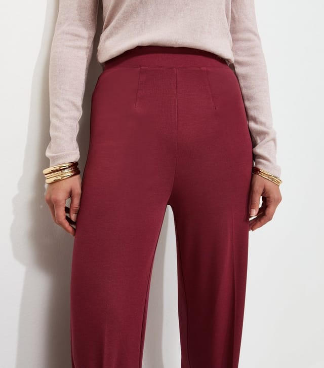 New Look Women's Tall Dark Burgundy Jersey Wide Leg Trousers New Look - 2
