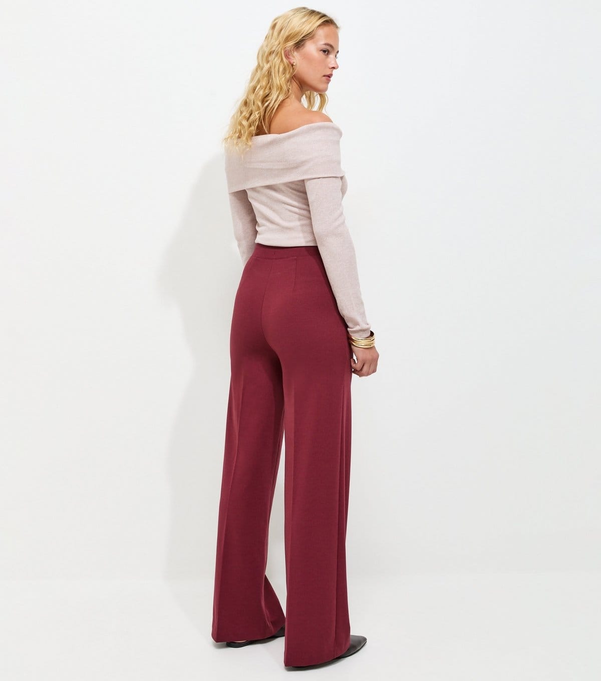 New Look Women's Tall Dark Burgundy Jersey Wide Leg Trousers New Look - 4