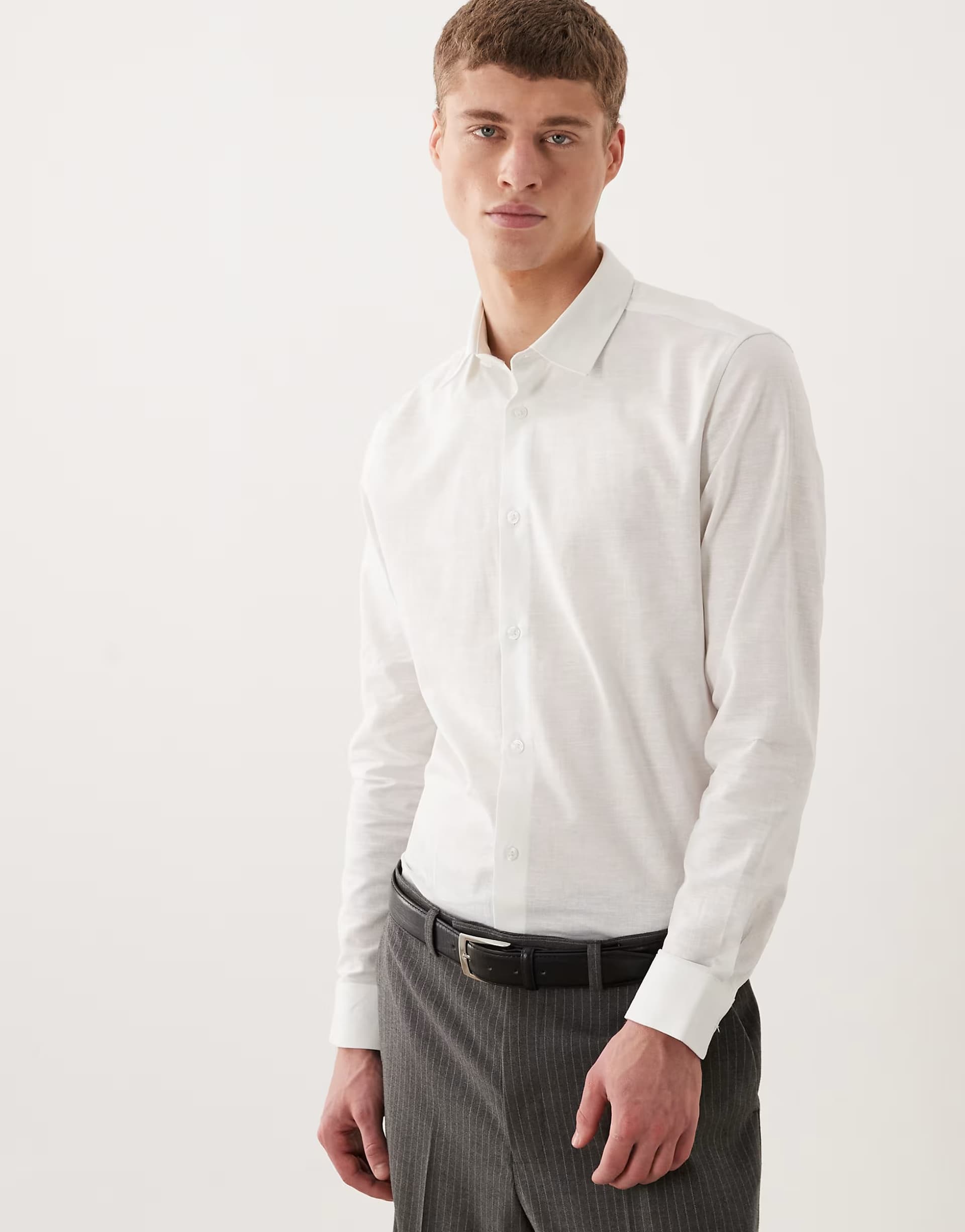 ASOS ASOS DESIGN smart slim linen blend shirt in white