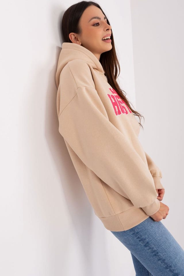 Love Lace Love Lace Women's Pullover Hooded Graphic Sweatshirt in Beige - 2