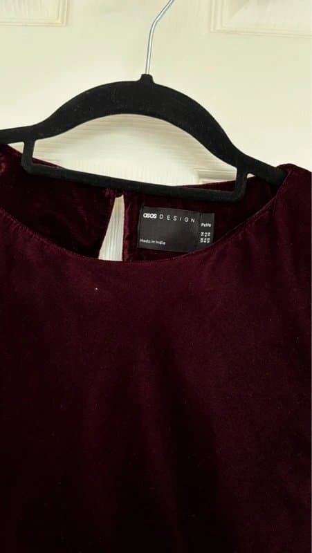 ASOS ASOS Red Burgundy Velvet Midi Dress Petite