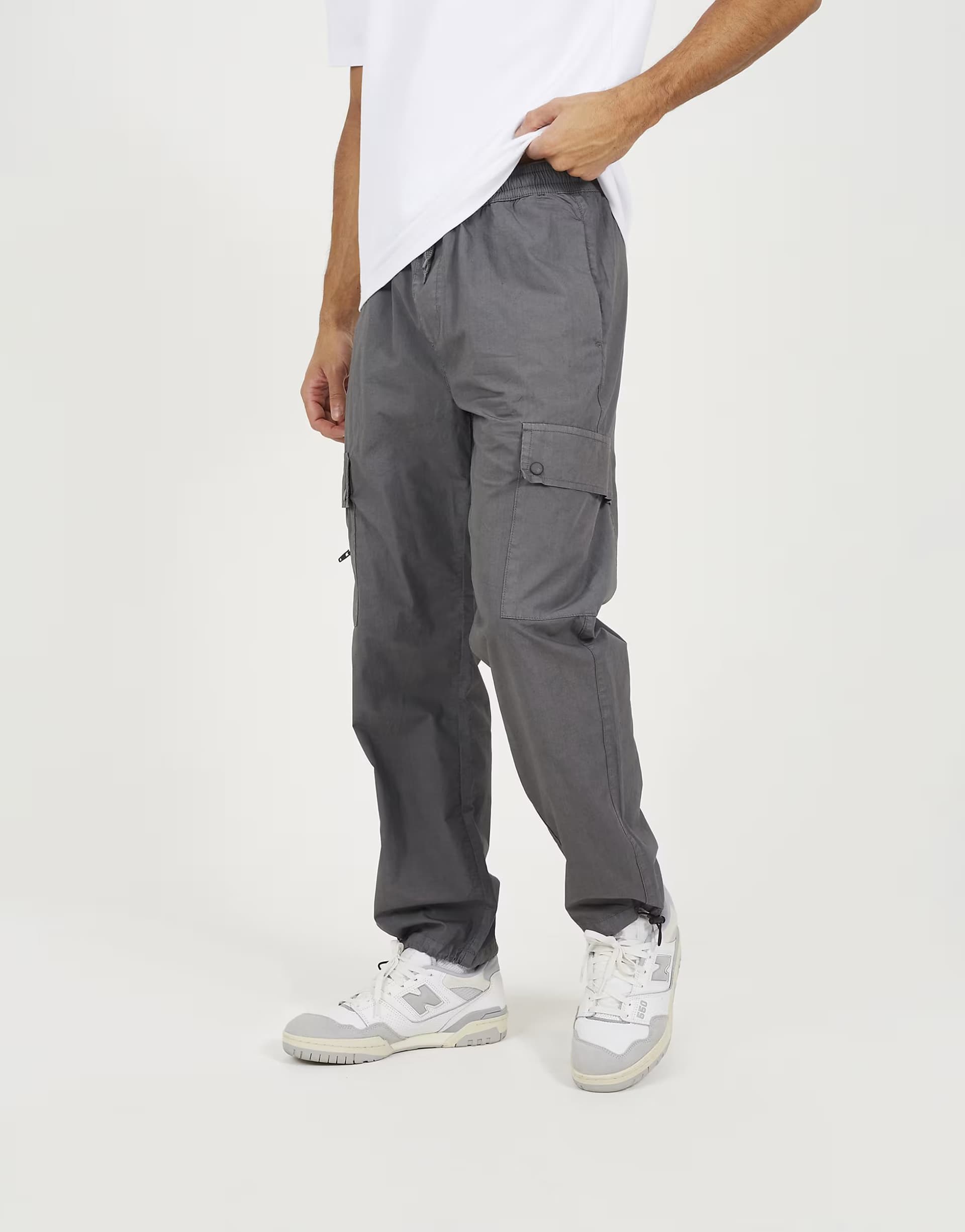 ASOS Brave Soul Loose fit cotton poplin cargo trousers in grey