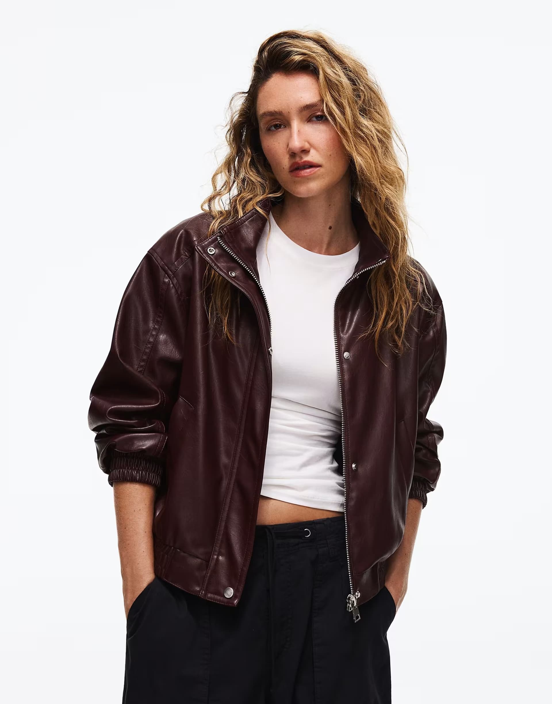 ASOS ASOS Burgundy Leather Effect Jacket