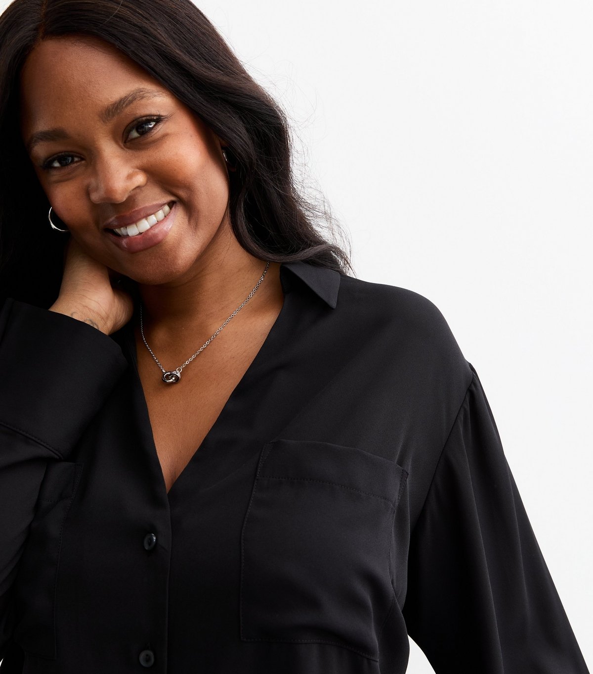 New Look Women's Plus Size Black Crepe Shirt Curves New Look - 2