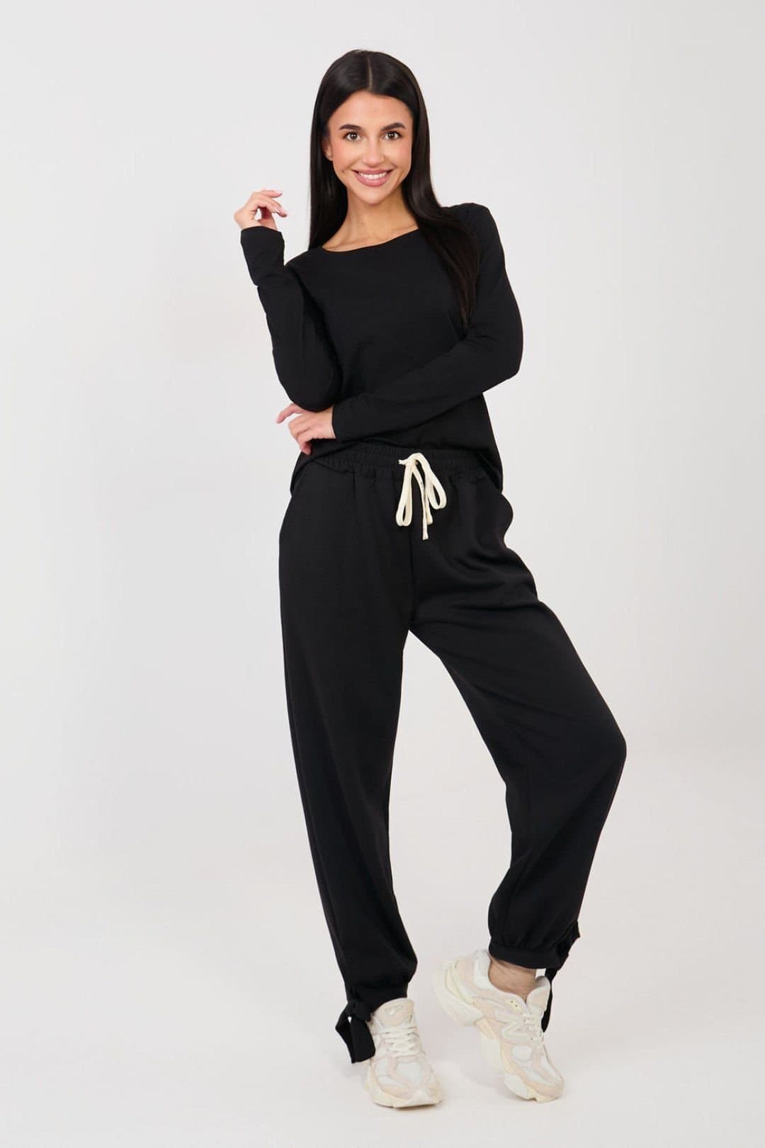 Love Lace Love Lace Women's High Waist Casual Jogger Trousers in Black