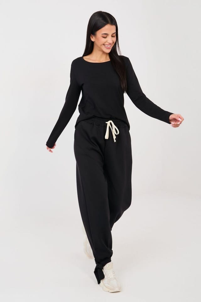 Love Lace Love Lace Women's High Waist Casual Jogger Trousers in Black - 2
