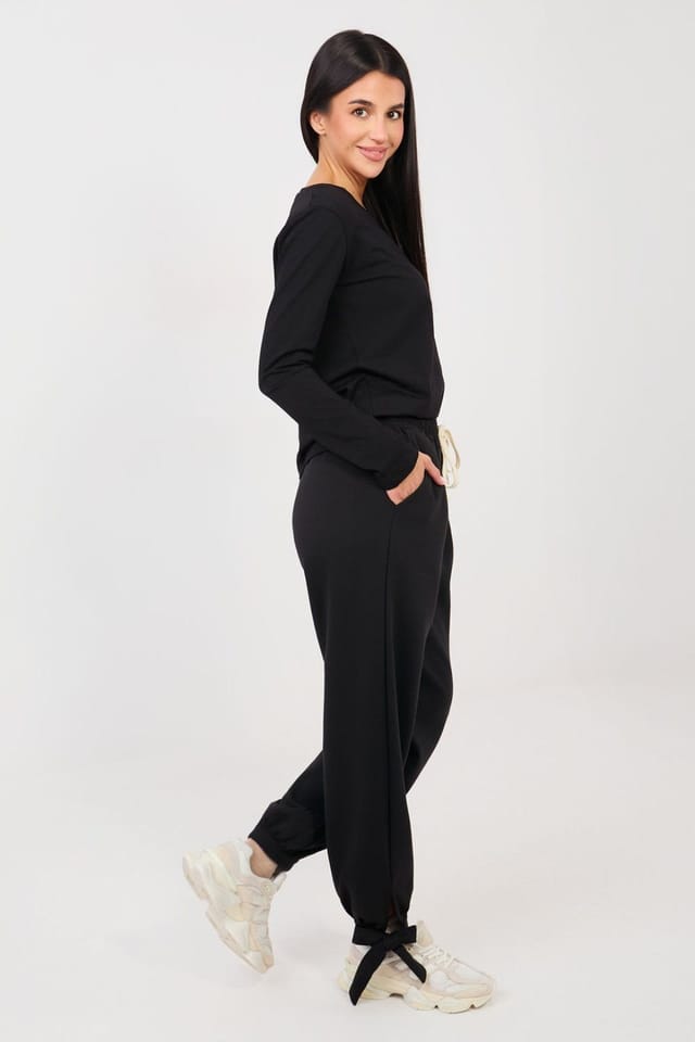 Love Lace Love Lace Women's High Waist Casual Jogger Trousers in Black - 3