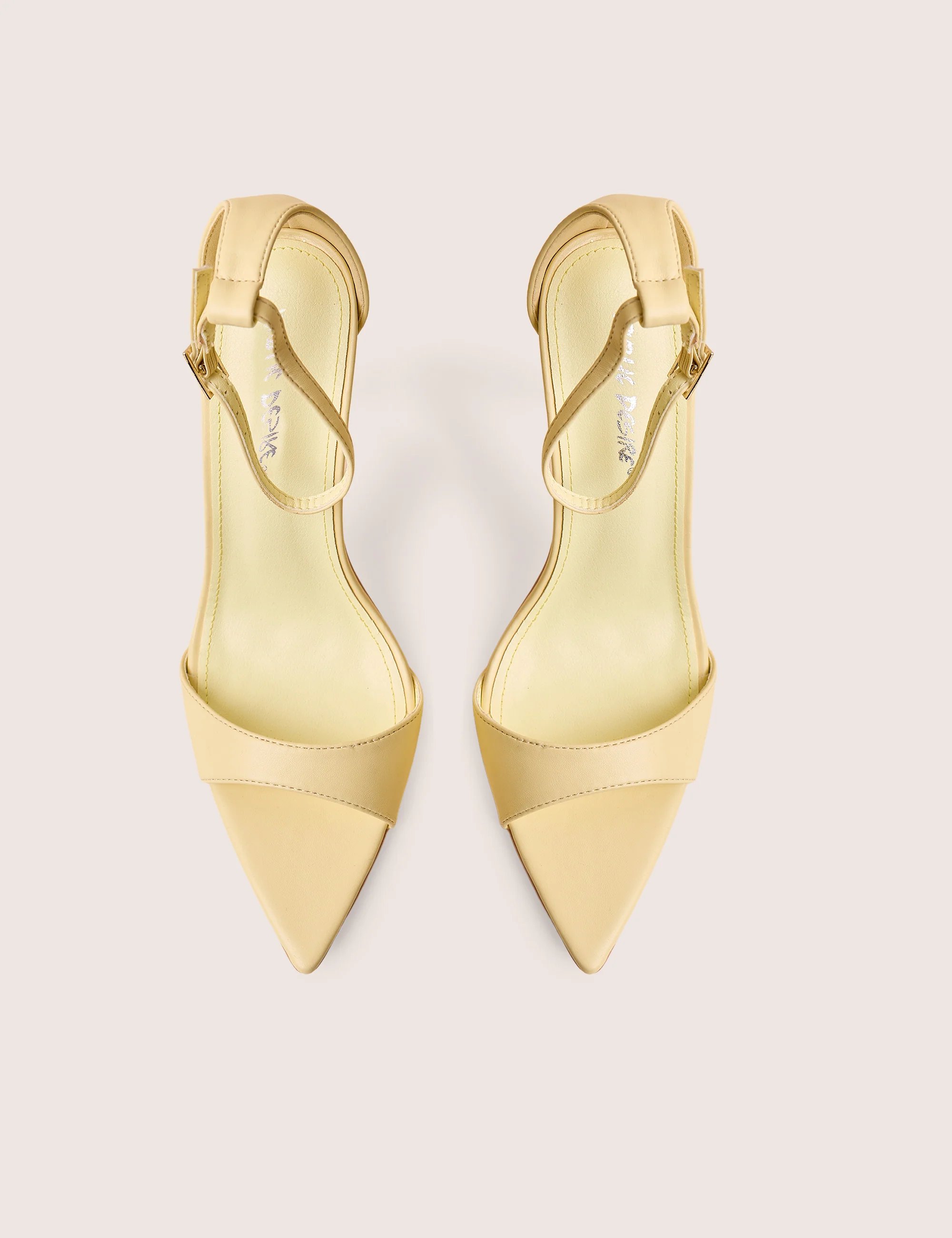 Public Desire Kelisa Lemon Pu Pointed Toe Barely There Stiletto High Heels - 2