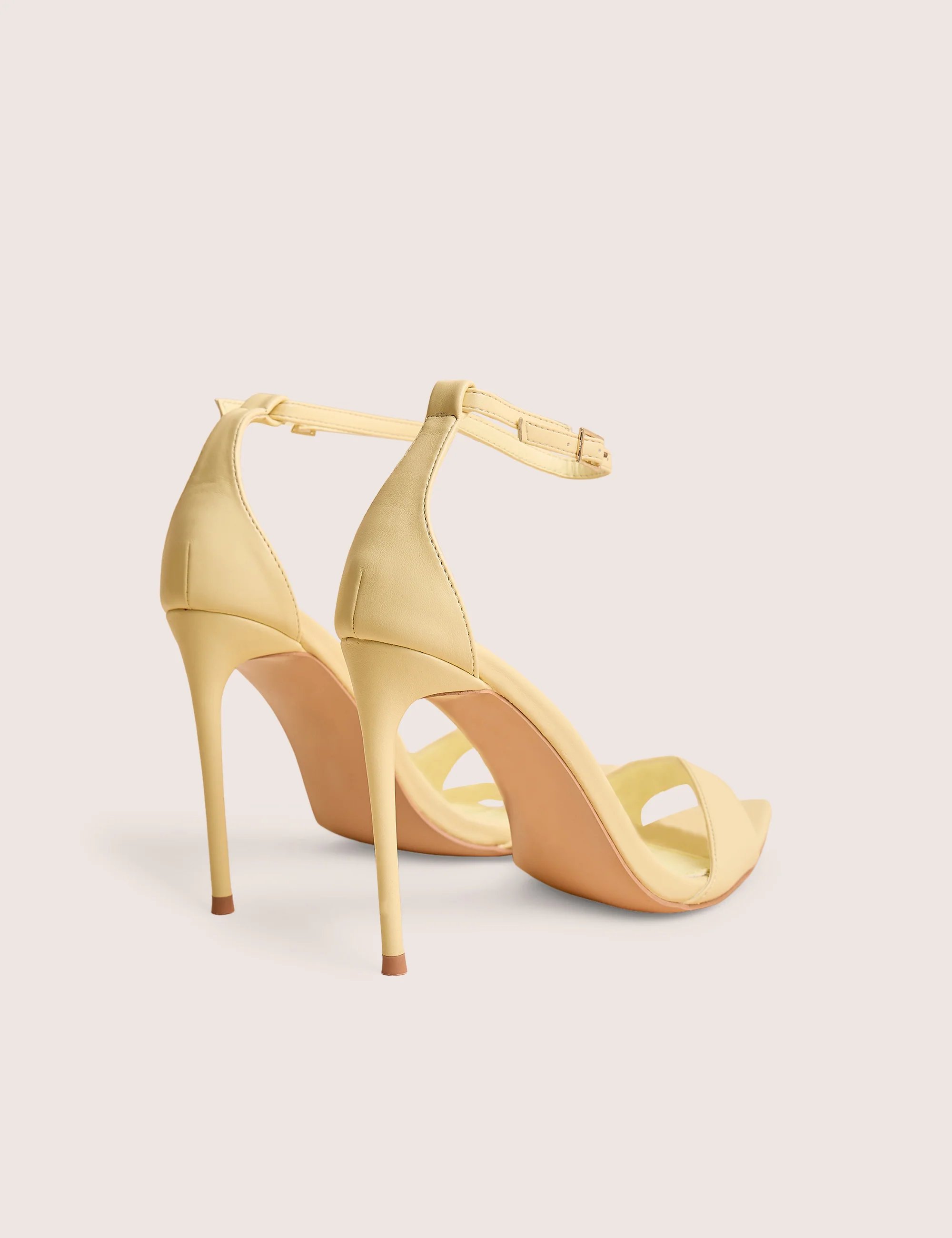 Public Desire Kelisa Lemon Pu Pointed Toe Barely There Stiletto High Heels - 3