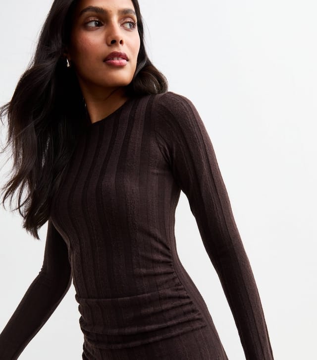 New Look Women's Brown Wide Rib Ruched Mini Dress New Look - 2