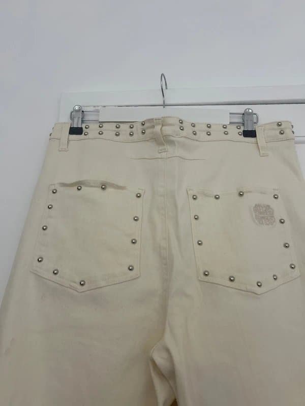 Never Fully Dressed Never Fully Dressed Women’s Ecru Barrel Studded Jeans