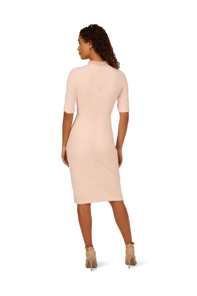 Adrianna Papell Adrianna Papell Women's Embellished Crepe Short Dress in Pink - 3