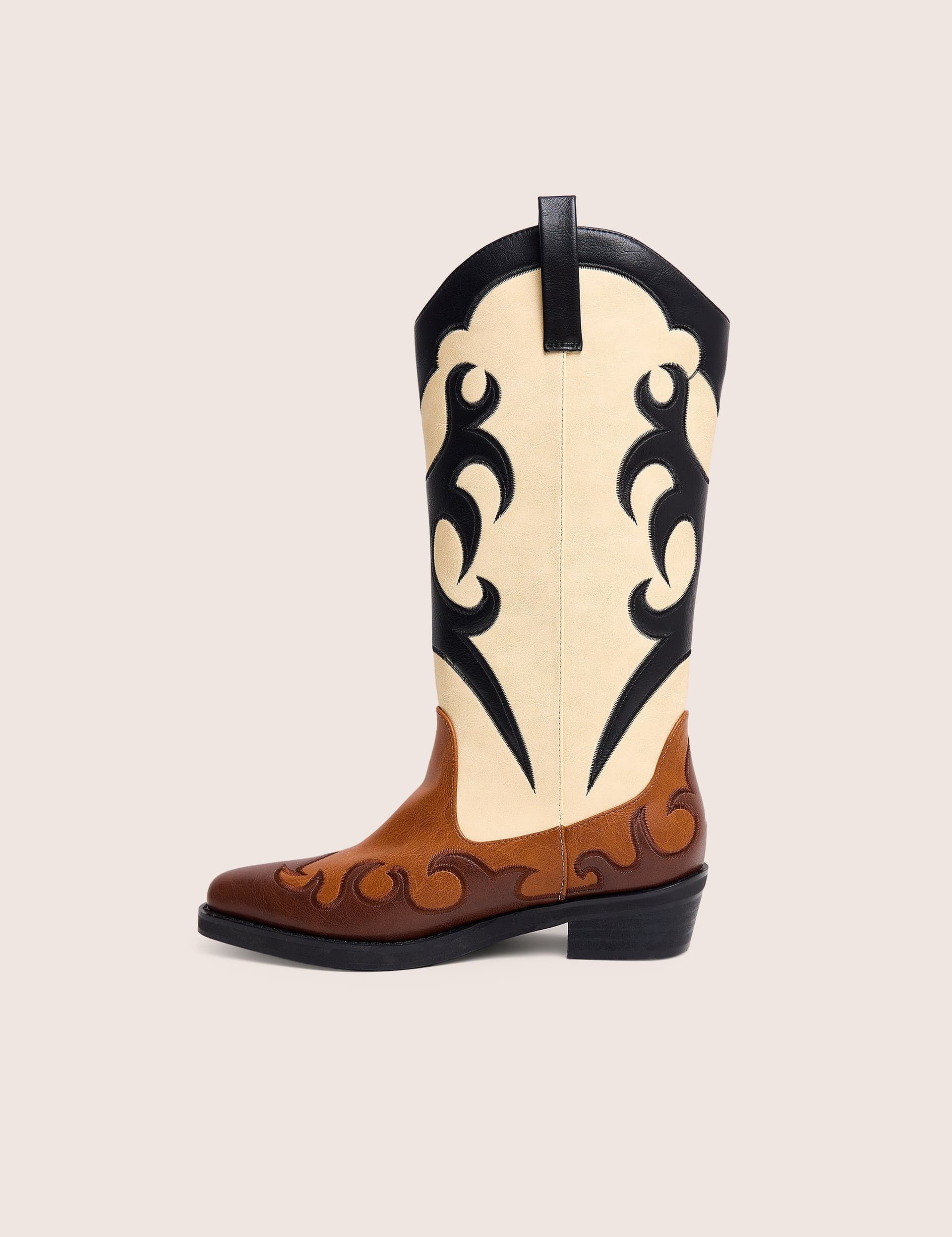 Public Desire Public Desire UK Brown Leather Western Knee High Boots