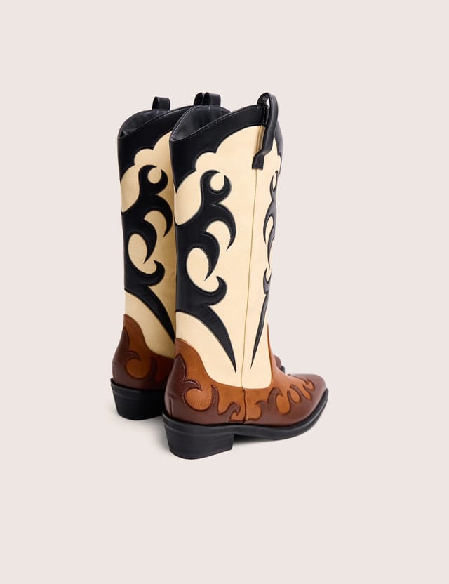 Public Desire Celia Brown Western Knee High Boots - 2