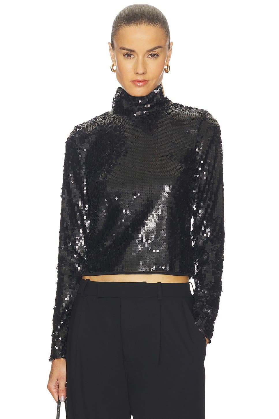 revolve Revolve Sequin Turtleneck in Black