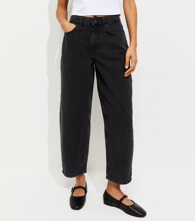 New Look Women's Petite Black Cotton Tapered Ankle Barrel Leg Jeans New Look - 3