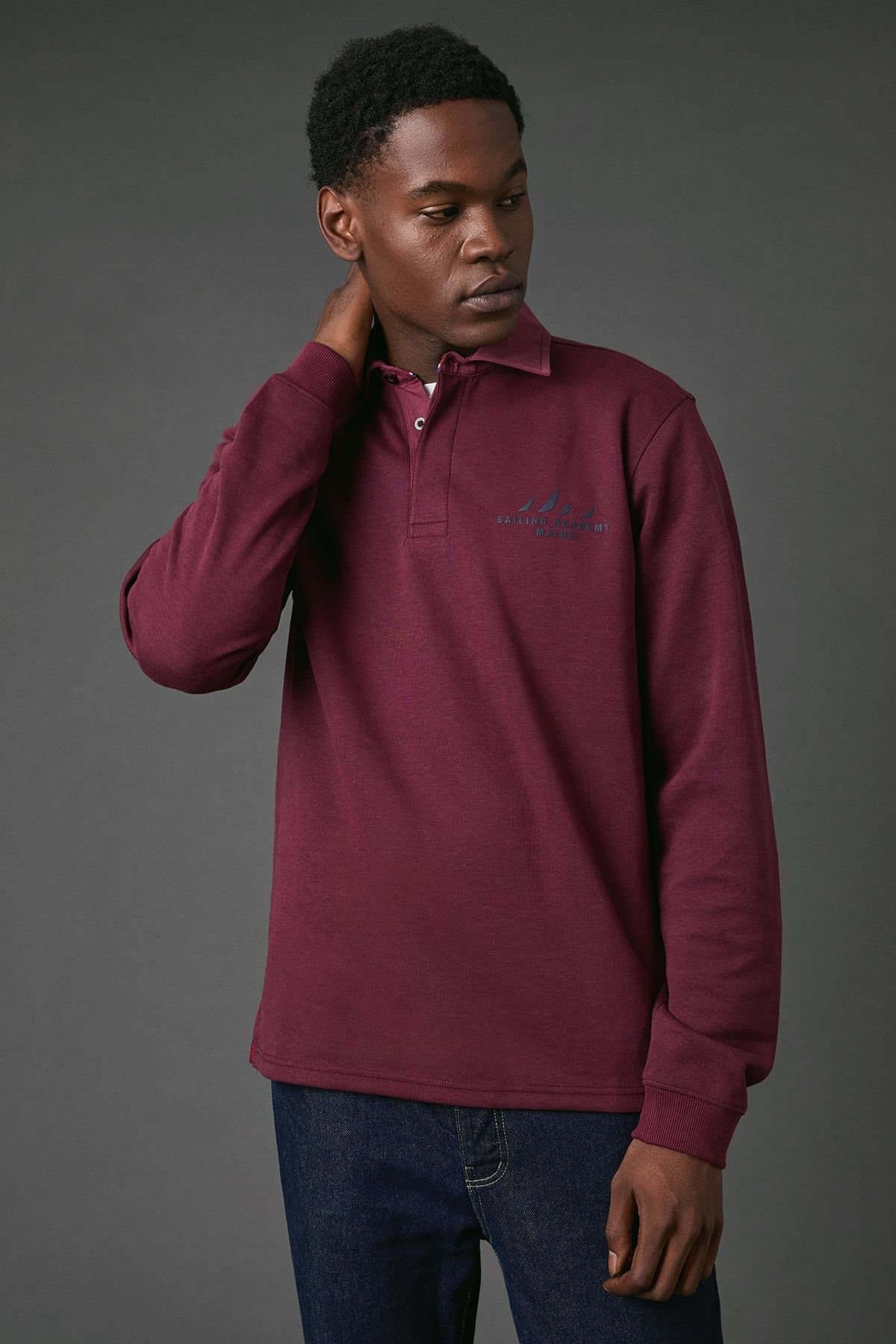 Maine Maine Men's Burgundy Sailing Academy Rugby Top