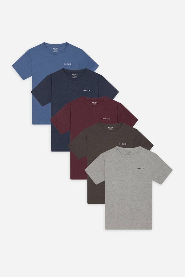 Nicce Nicce Men's 5-Pack 100% Cotton Crew Neck T-Shirts in Assorted Colours - 2