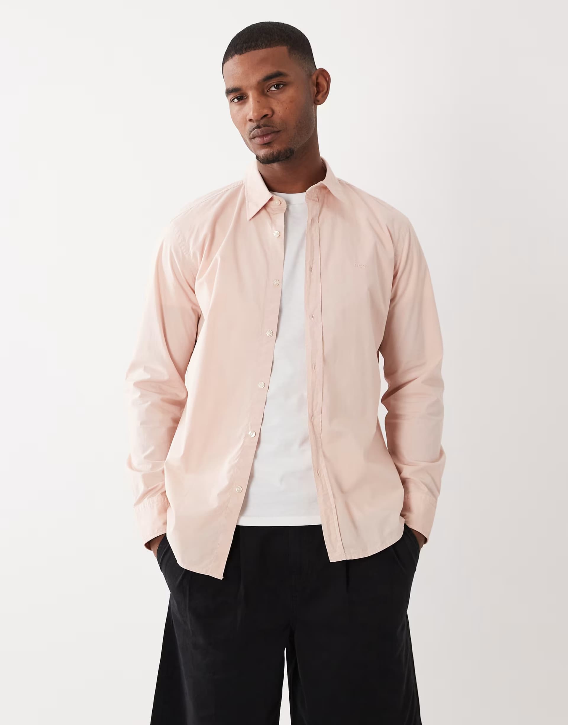ASOS Hugo Boss Pink Cotton Longsleeve Shirt by ASOS