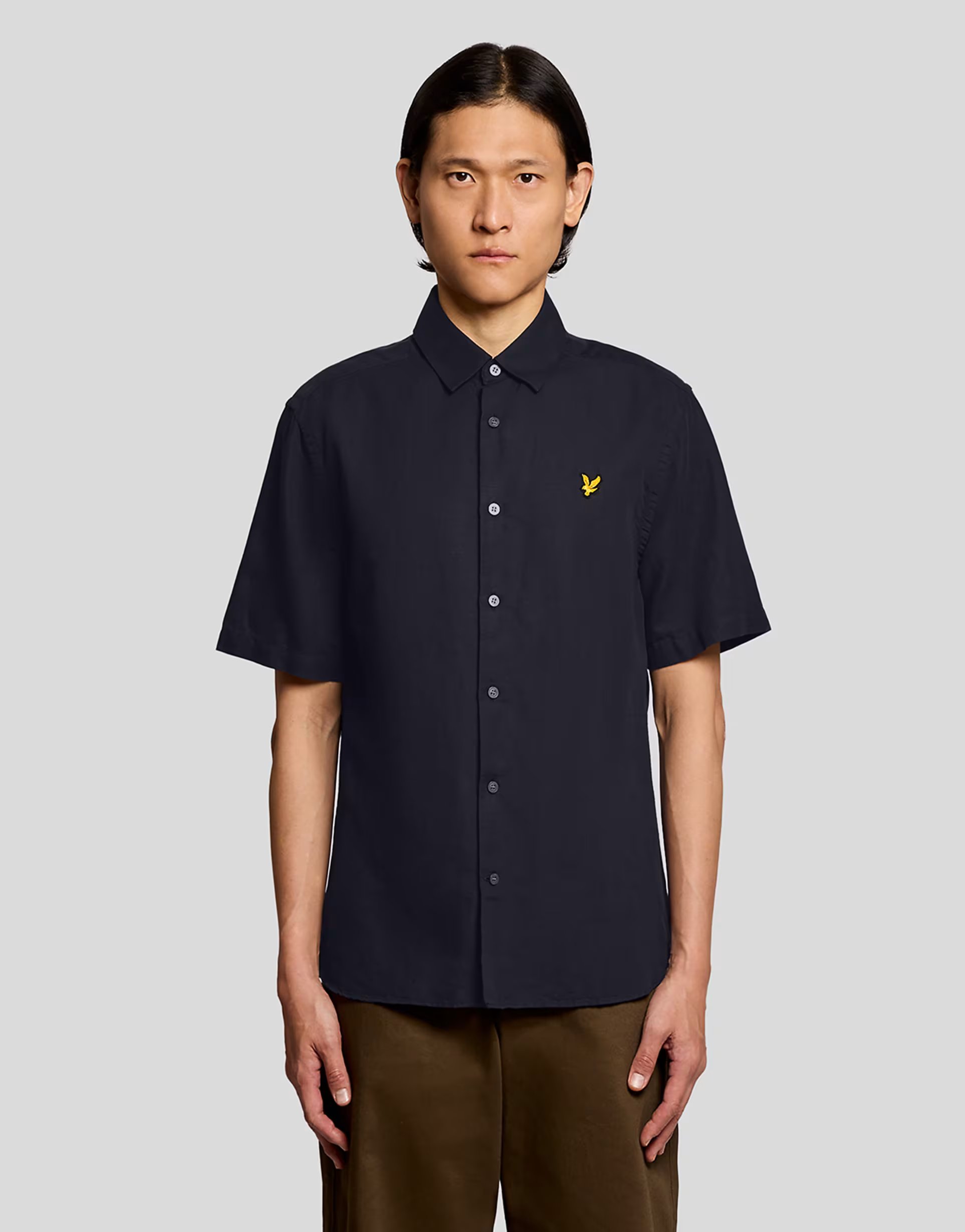ASOS Lyle & Scott Ss woven shirts short sleeve linen blend shirt in z271 dark navy - 1